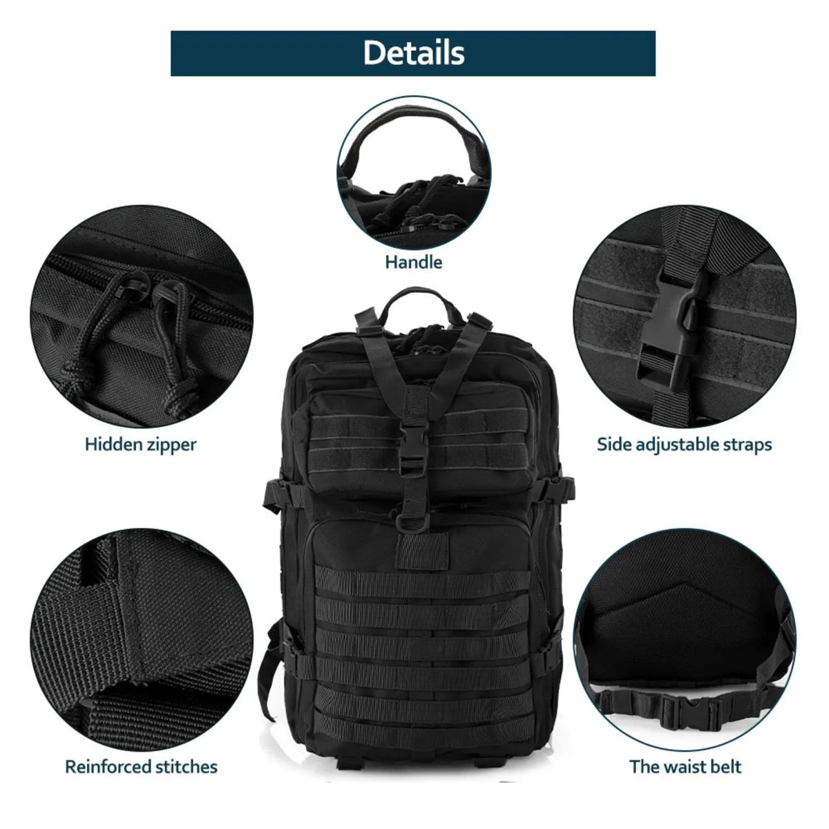 Waterproof Hiking Backpack Outdoor Bag (Black)